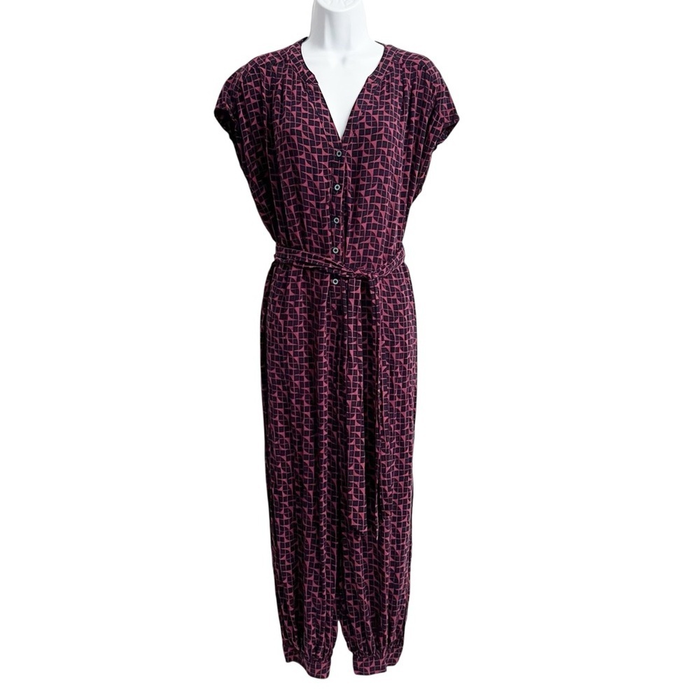 Anthropologie Maeve Karsten Geo Patterned Jumpsuit Harem Jogger Pants Size Small - Picture 5 of 8